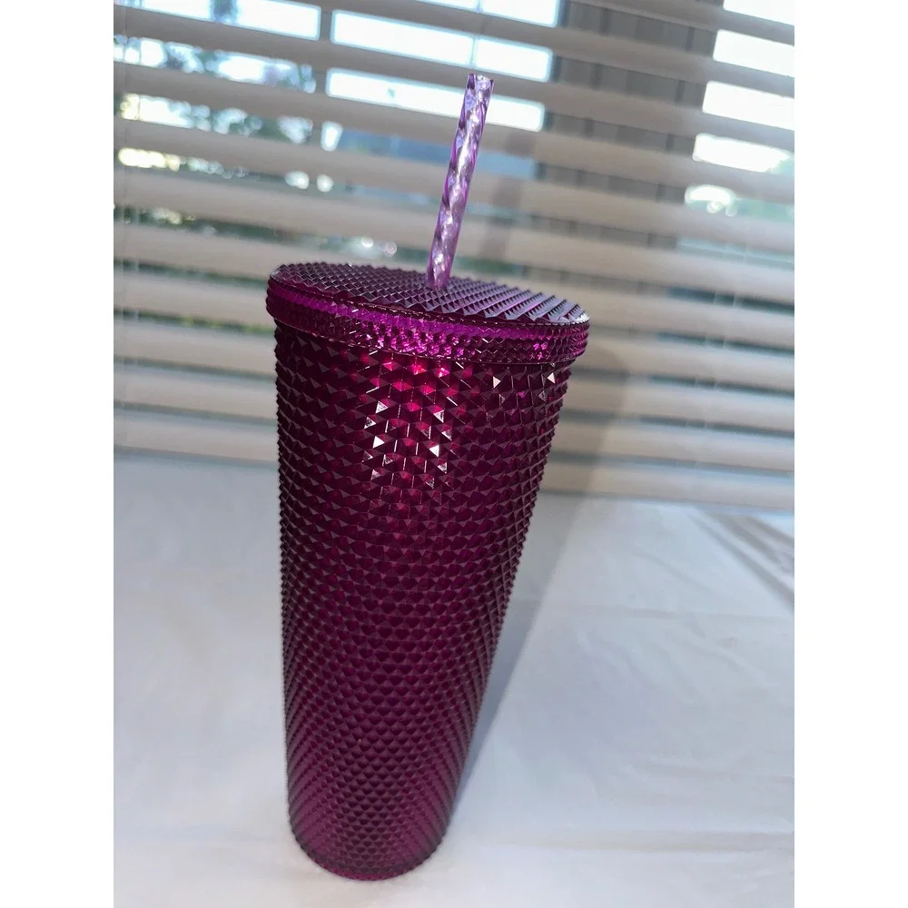 Starbucks Sangria Purple Studded Venti Tumbler‎ 24oz Cold Cup Honeycomb Grid